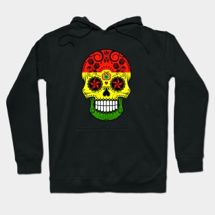 Bolivian Flag Sugar Skull with Roses Hoodie